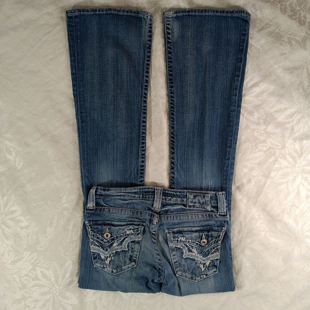 Big Star Jeans Womens 26L Denim Sweet Ultra-Low Rise Bootflare Stretch Y2K